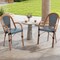 Set of 2 Outdoor French Bistro Chairs with PE Wicker and Galvanized Frame